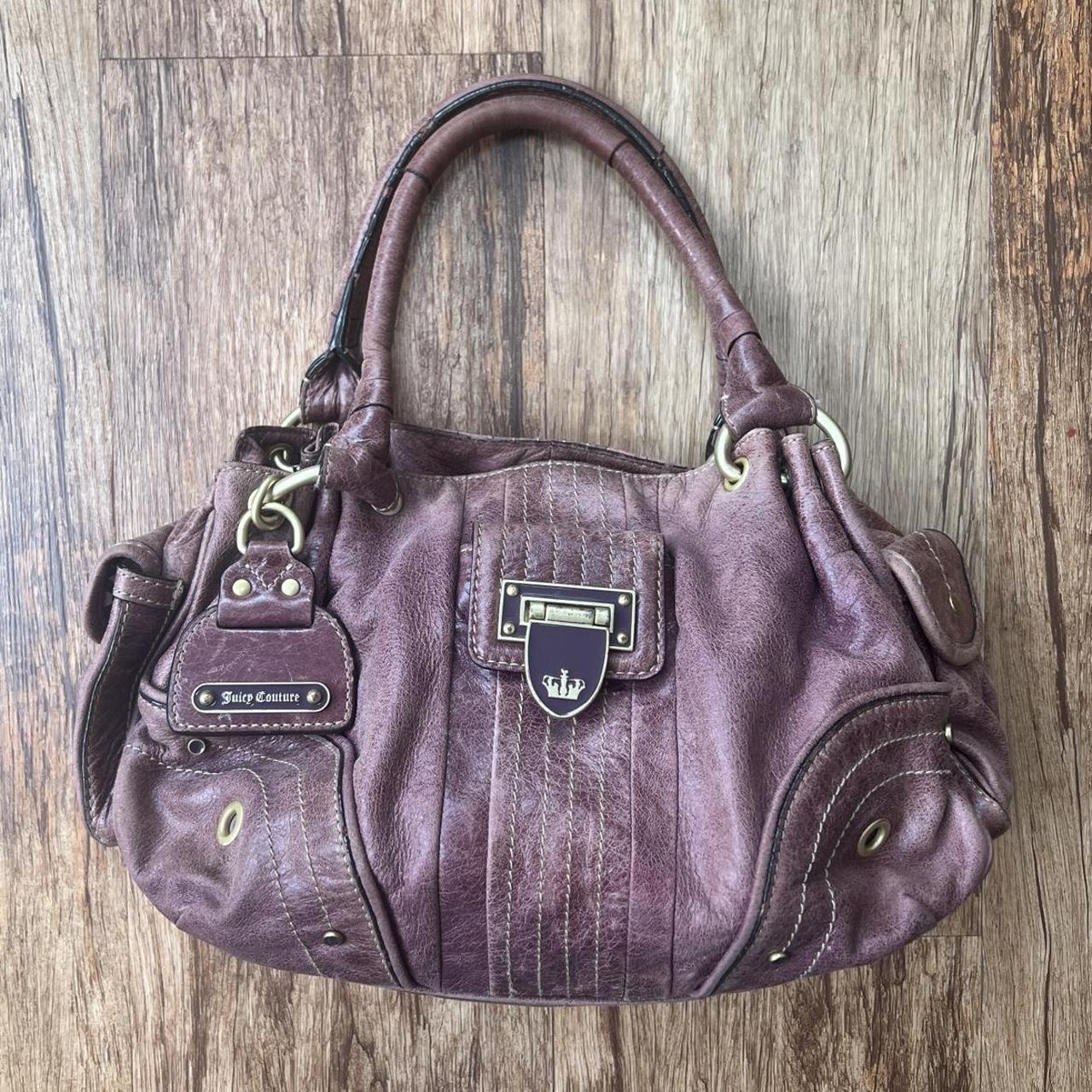 Juicy Couture Purple Leather Mini Y2K Vintage... - Depop
