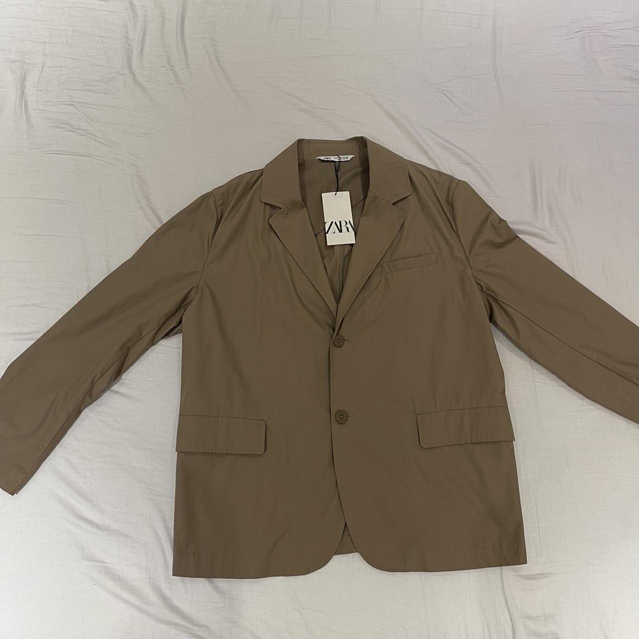 ZARA COTTON BLAZER BROWN / TAUPE MENS BLAZER XL... Depop