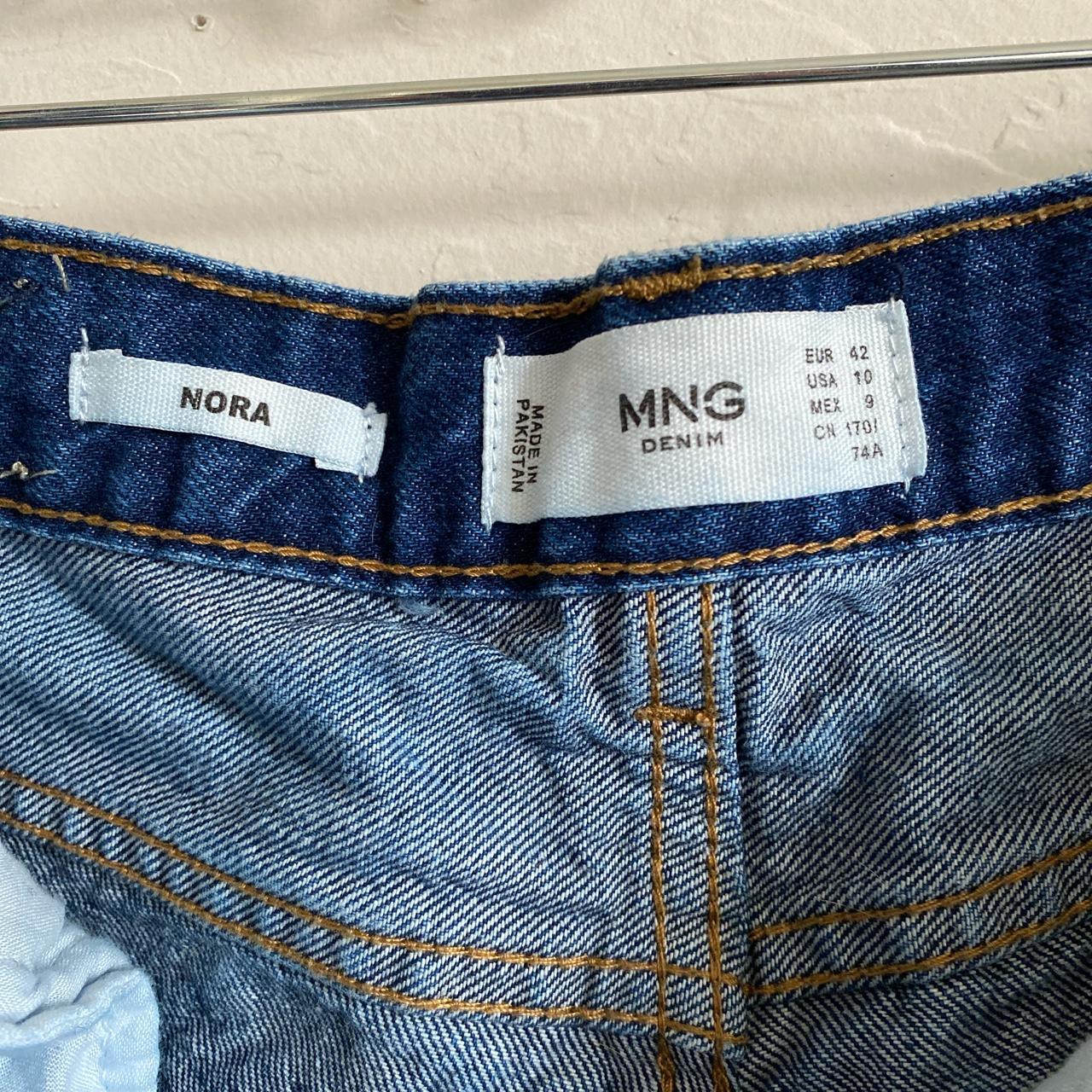 Mango dark wash jeans with button front closure. - Depop