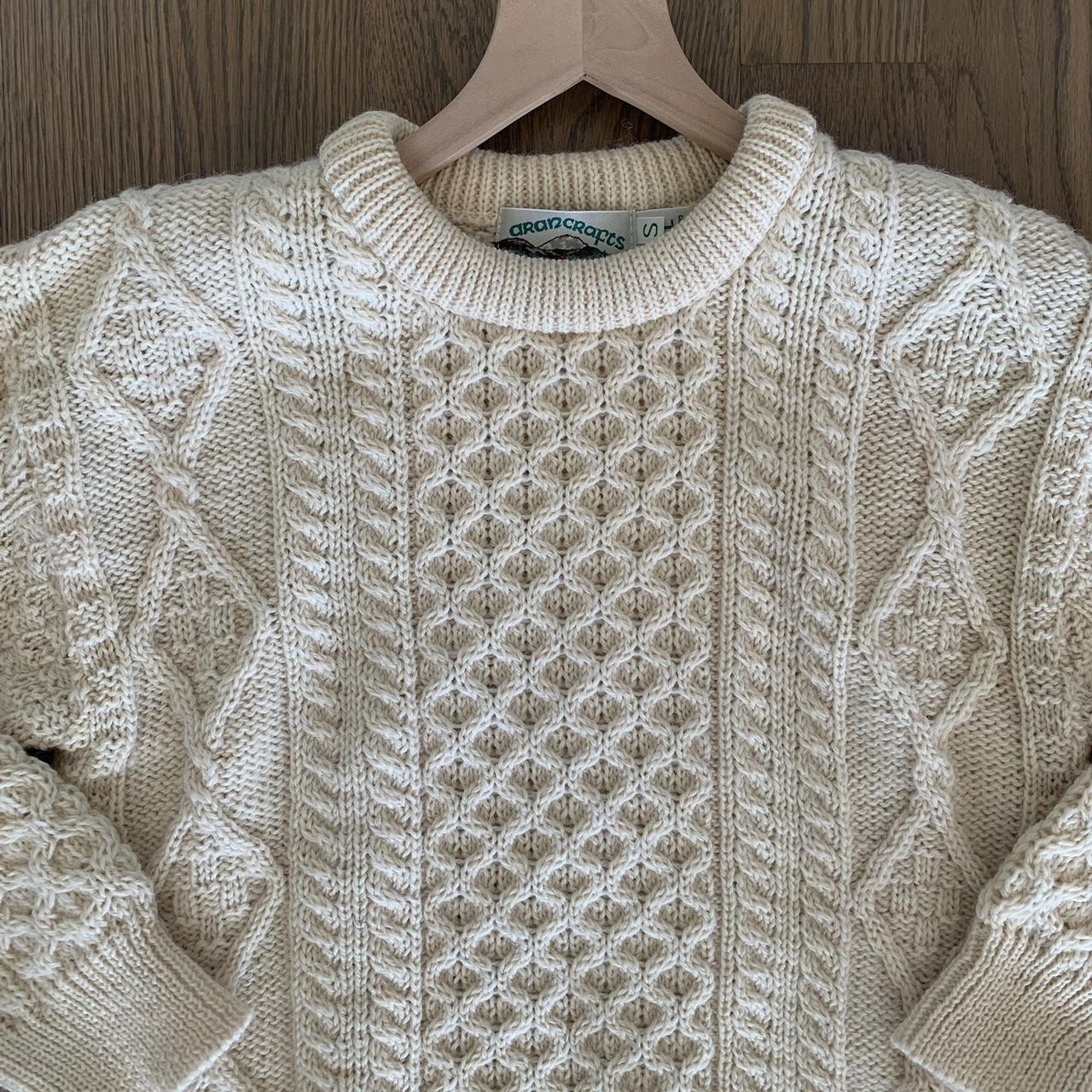 Aran Crafts 100% Wool Irish Cable Knit Sweater. Size - Depop