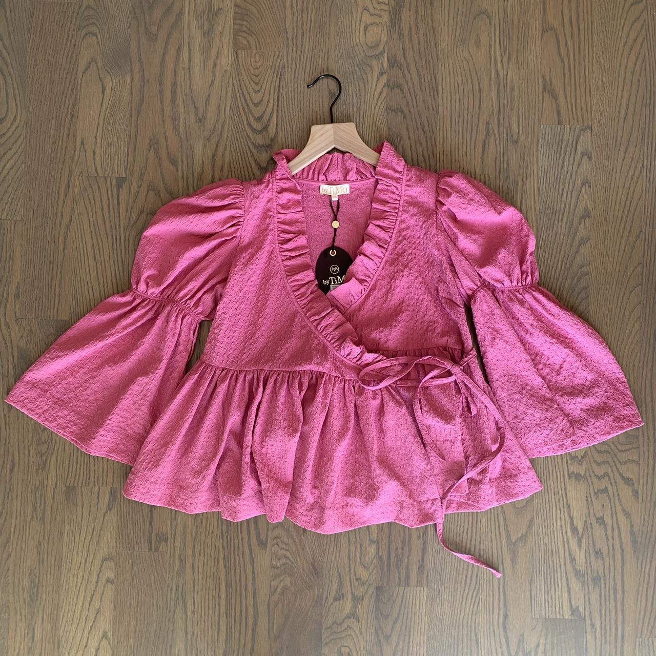 NWT byTiMo The Bubble Wrap Blouse in pink. Cut in... Depop