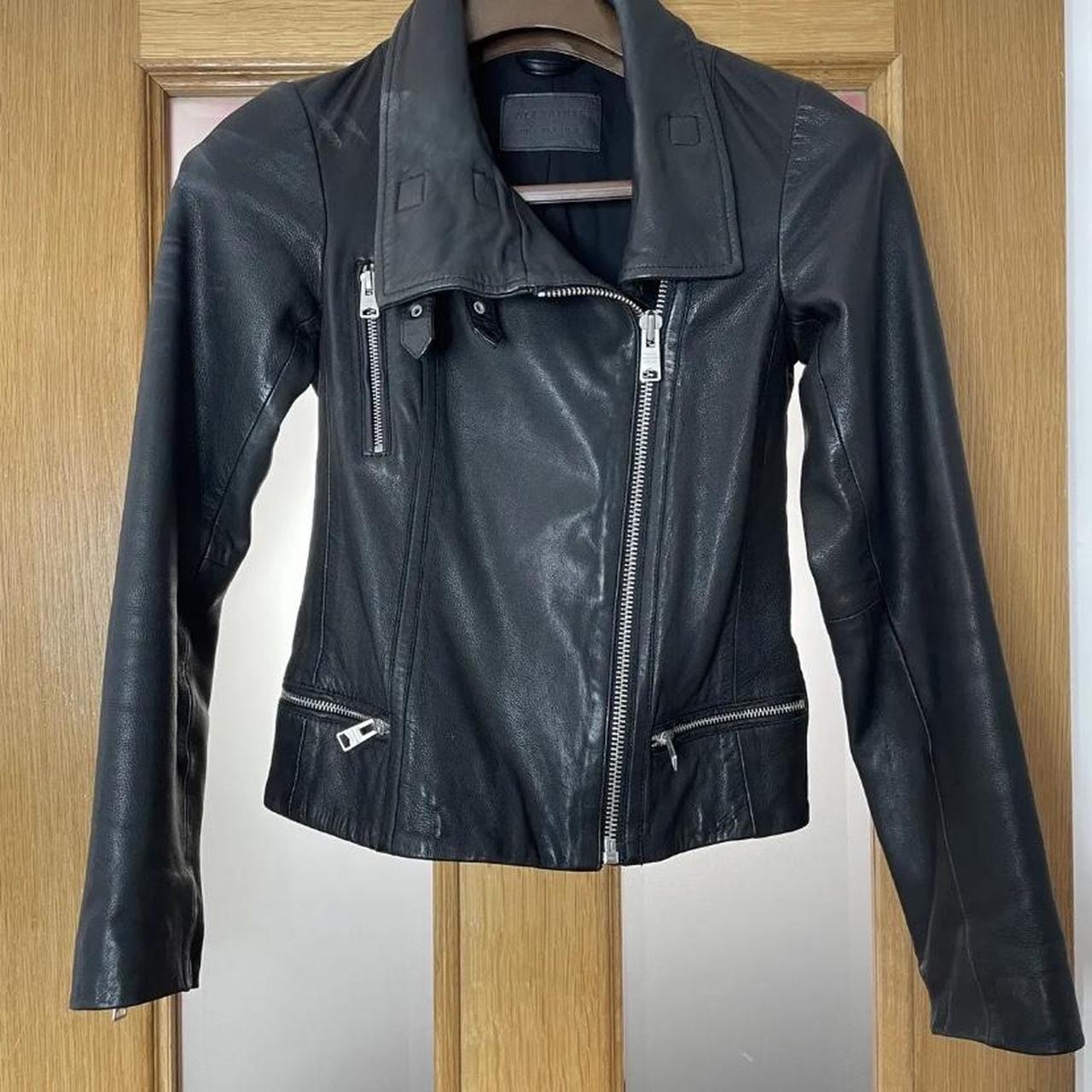 All Saints Bales Black Leather Jacket Size UK 4. Depop