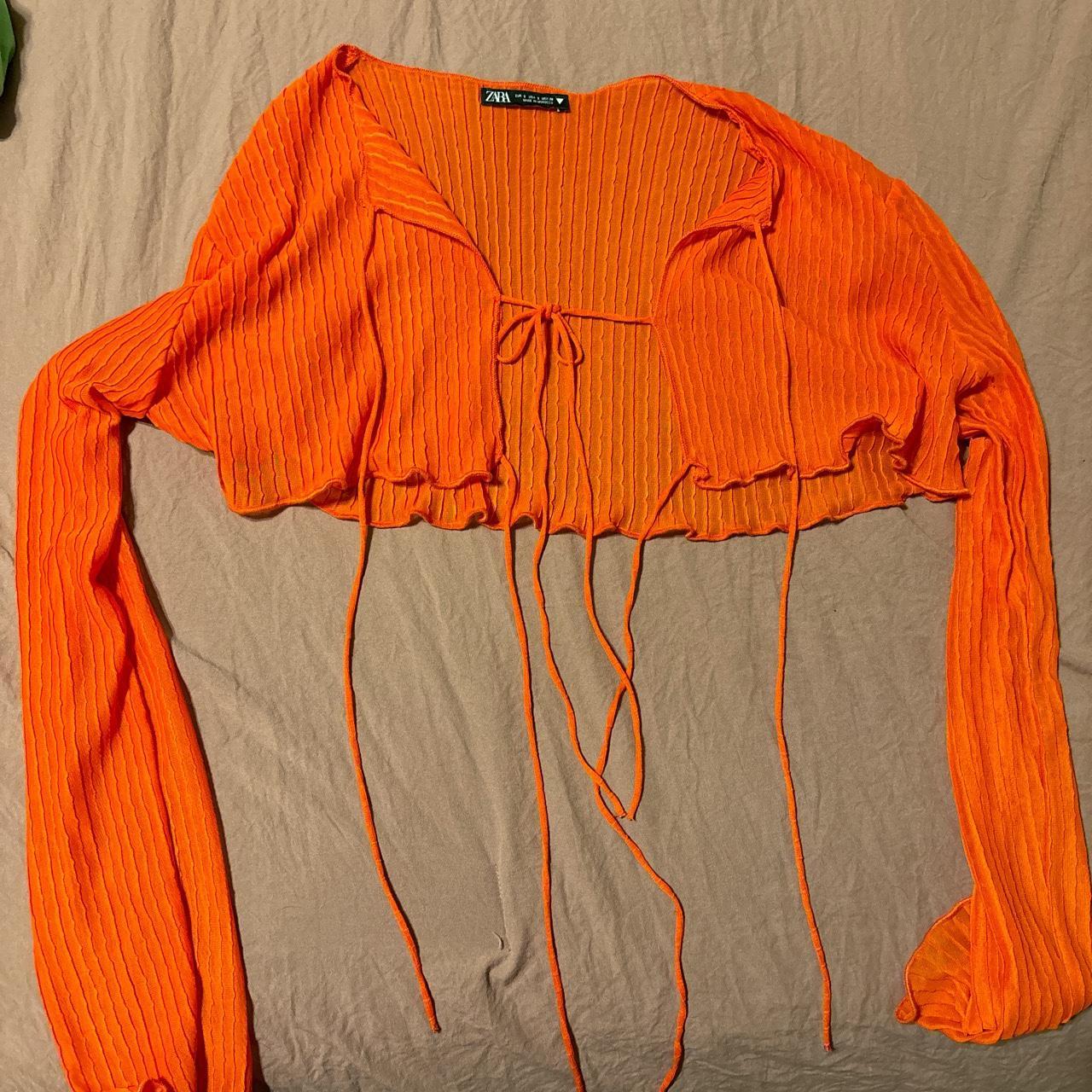 Cute Zara half top in orange 🍊 Cute with a tube top... Depop