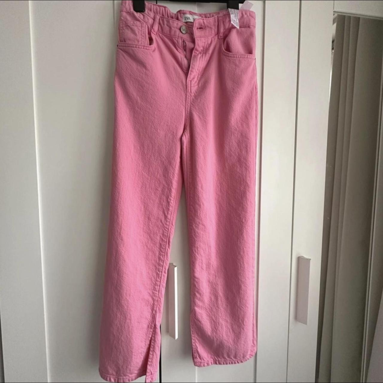 Zara high waisted pink marine jeans, adjustable... Depop