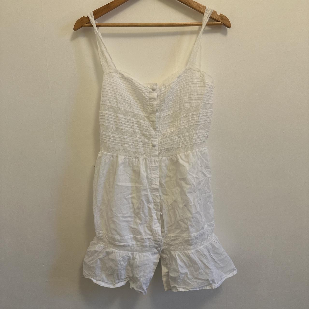 White flippy asos sundress size 10 Broderie milkmaid... - Depop