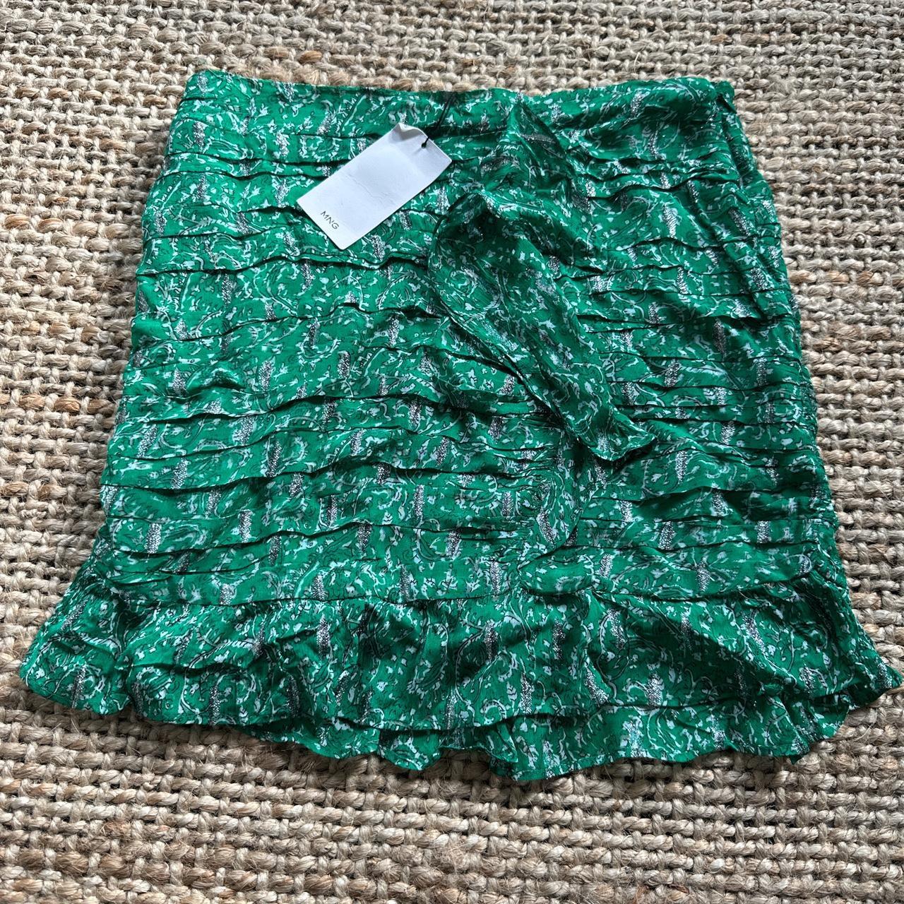 Mango green and silver skirt Brand new with... Depop