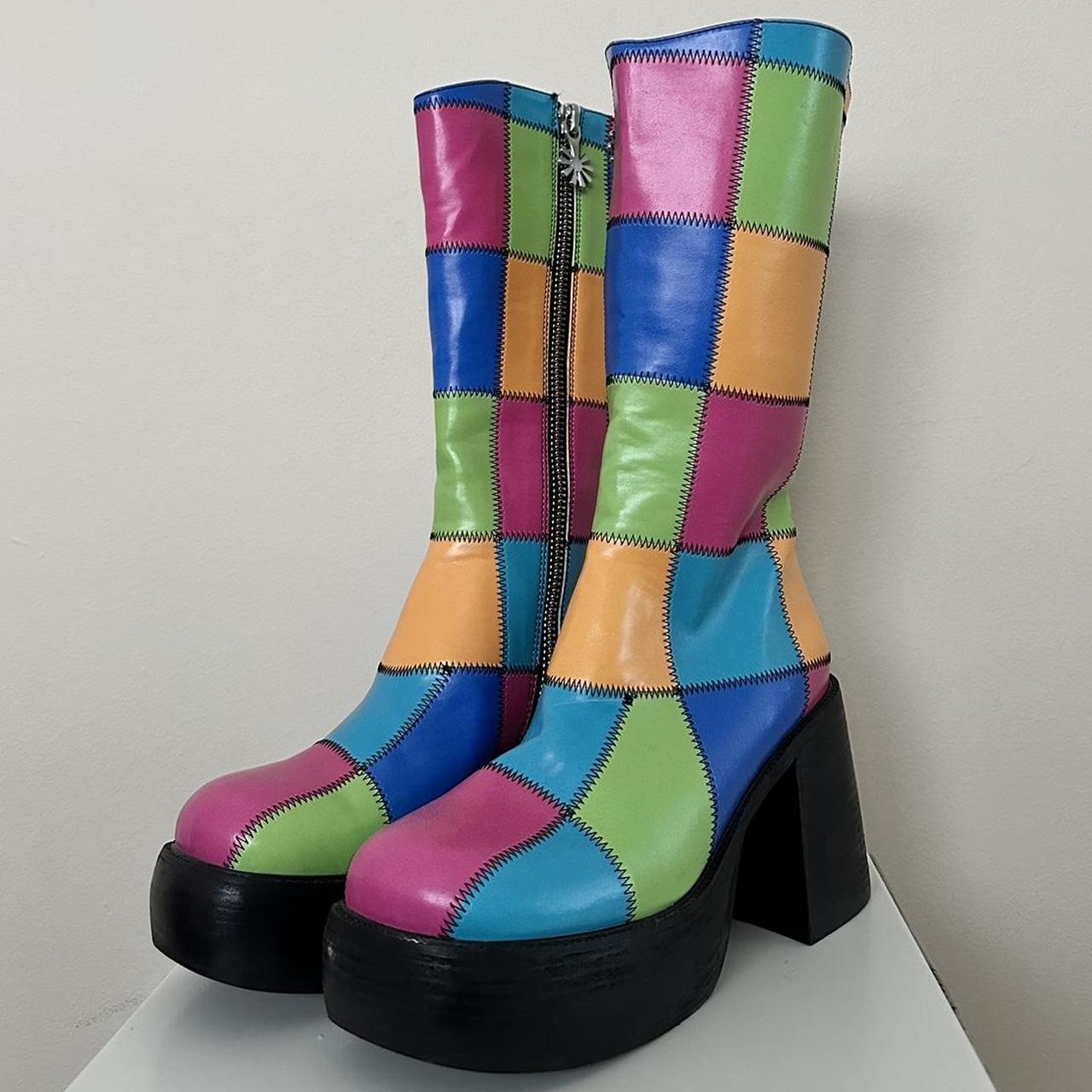 Delias Patchwork Boots Size 10 (but Could Fit A 9)... - Depop