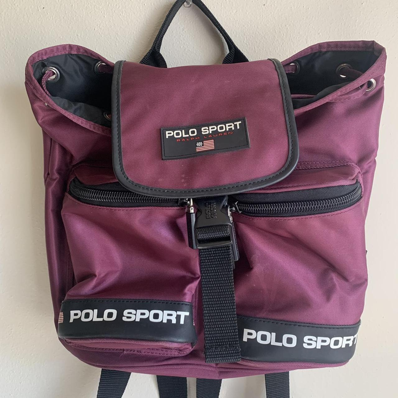 Polo Sport Men's Black and Burgundy Bag Depop