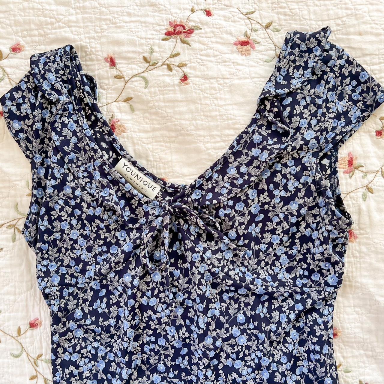 90s blue floral mini dress