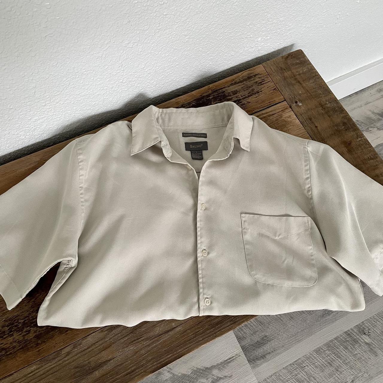 Men’s Cream Button Down Shirt Size L Dress shirt,... - Depop