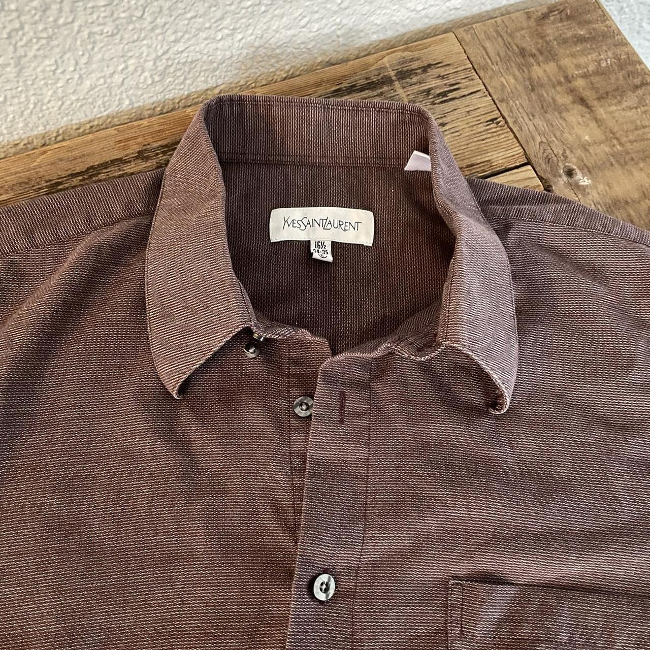 Yves Saint Laurent Purple Button Down Shirt Size... - Depop