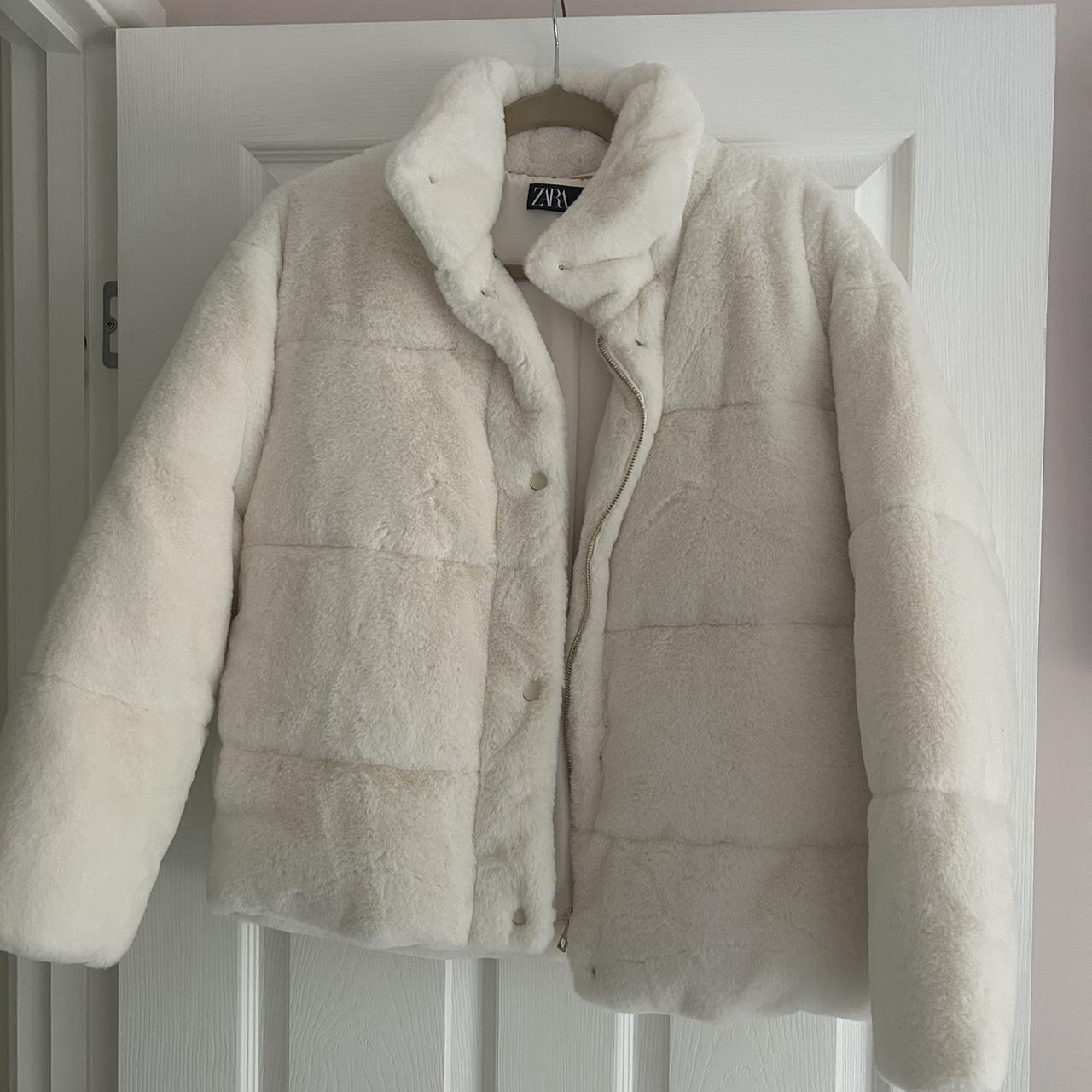 Zara faux fur puffer coat Really soft fur Only worn... - Depop