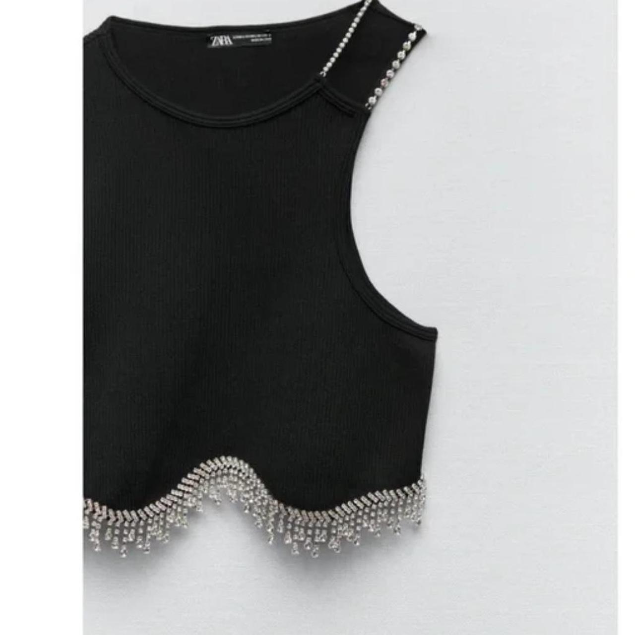 Zara seamless rhinestone top and jewel leggings limited edition