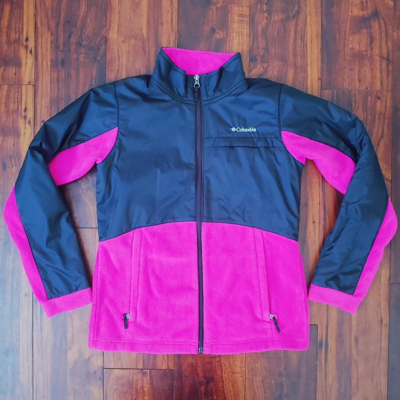 Columbia Fleece Jacket. Pink and Black in color. 2. Depop