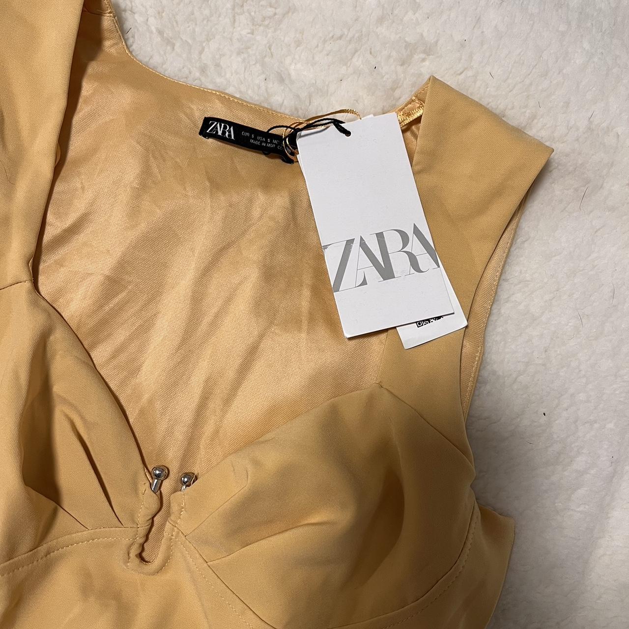 Zara Women's Bodysuit Sleeveless w/ Metal Detail Size S Mustard Yellow