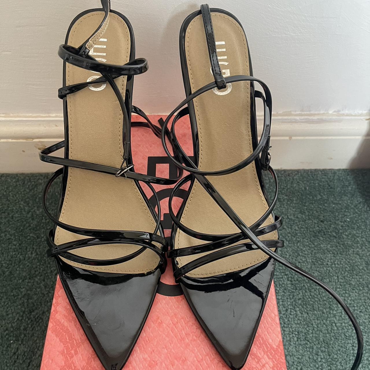 EGO Kaia black barely there heels Size UK