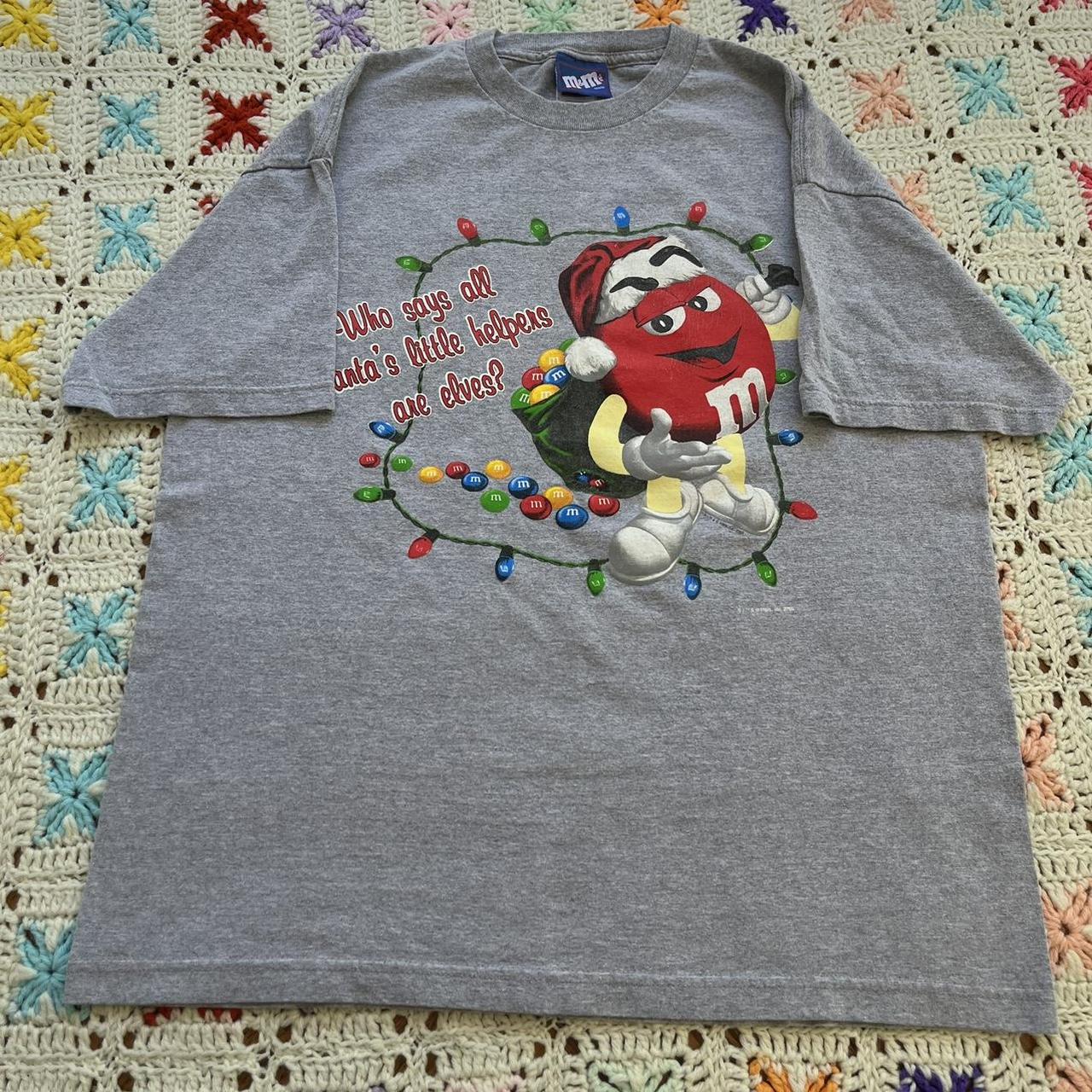 Vintage Thrift 2005 M&M Christmas Tee, Grey, XL