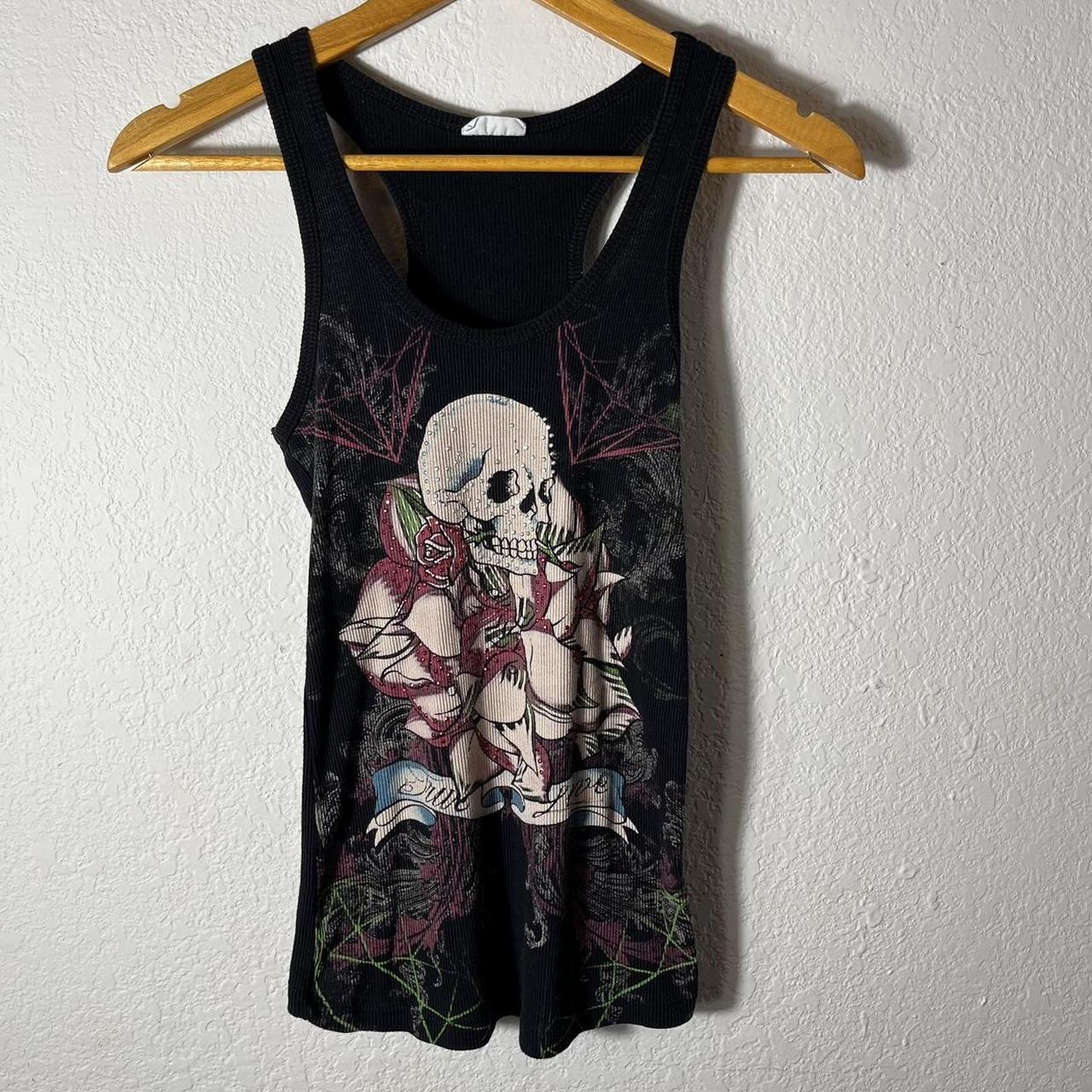 Vtg Y K Cyber Mall Goth Ed Hardy Style Skull Depop