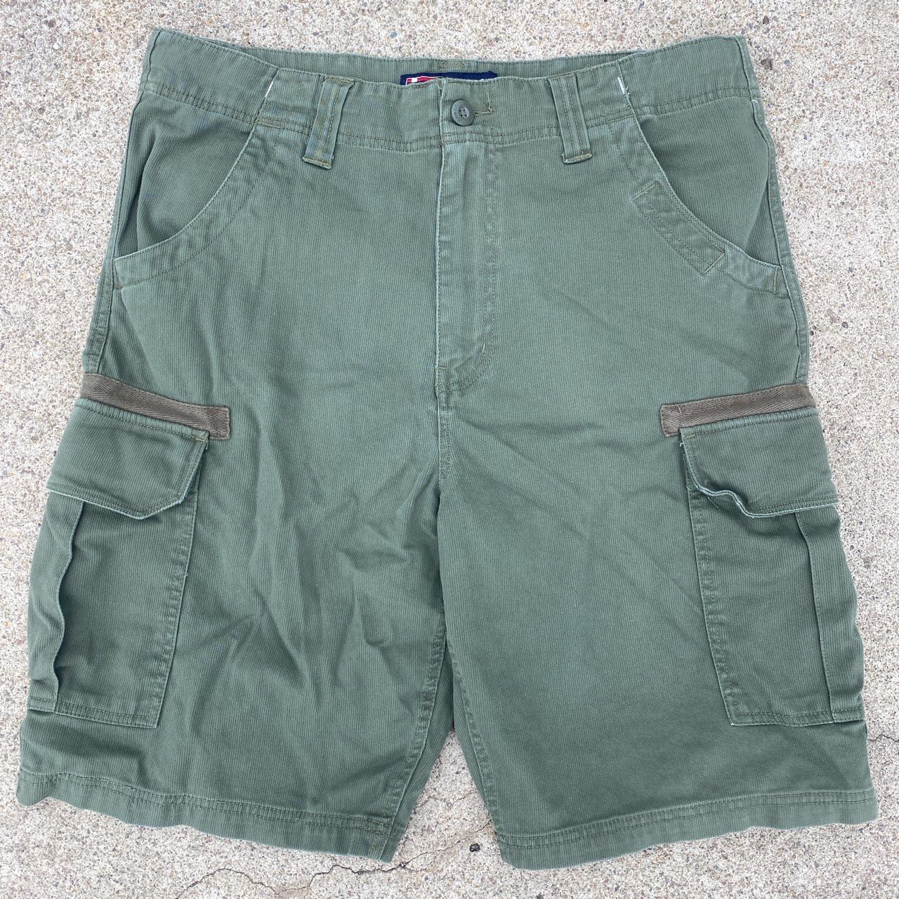 Bugle Boy Men's Green and Brown Shorts Depop