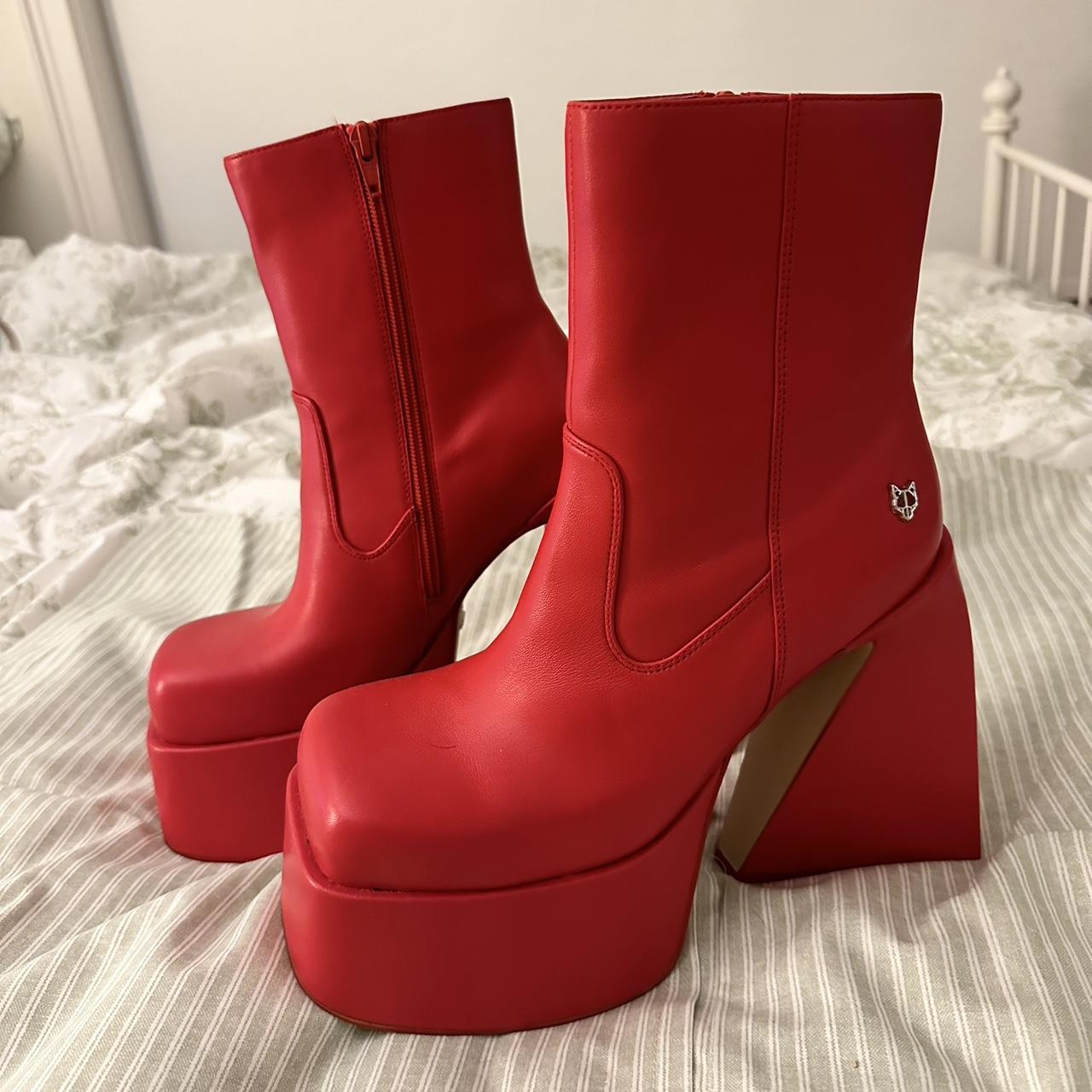 🚨 Naked Wolfe Red Jane Leather Platform Boots 🚨, -...