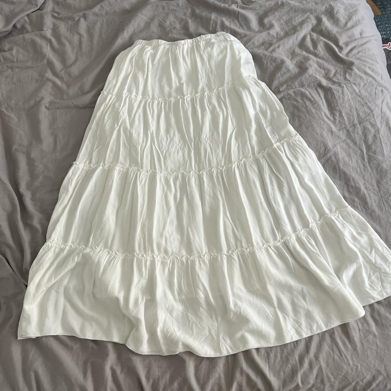 Brandy Melville Izzy Skirt Maxi white flowy skirt... - Depop