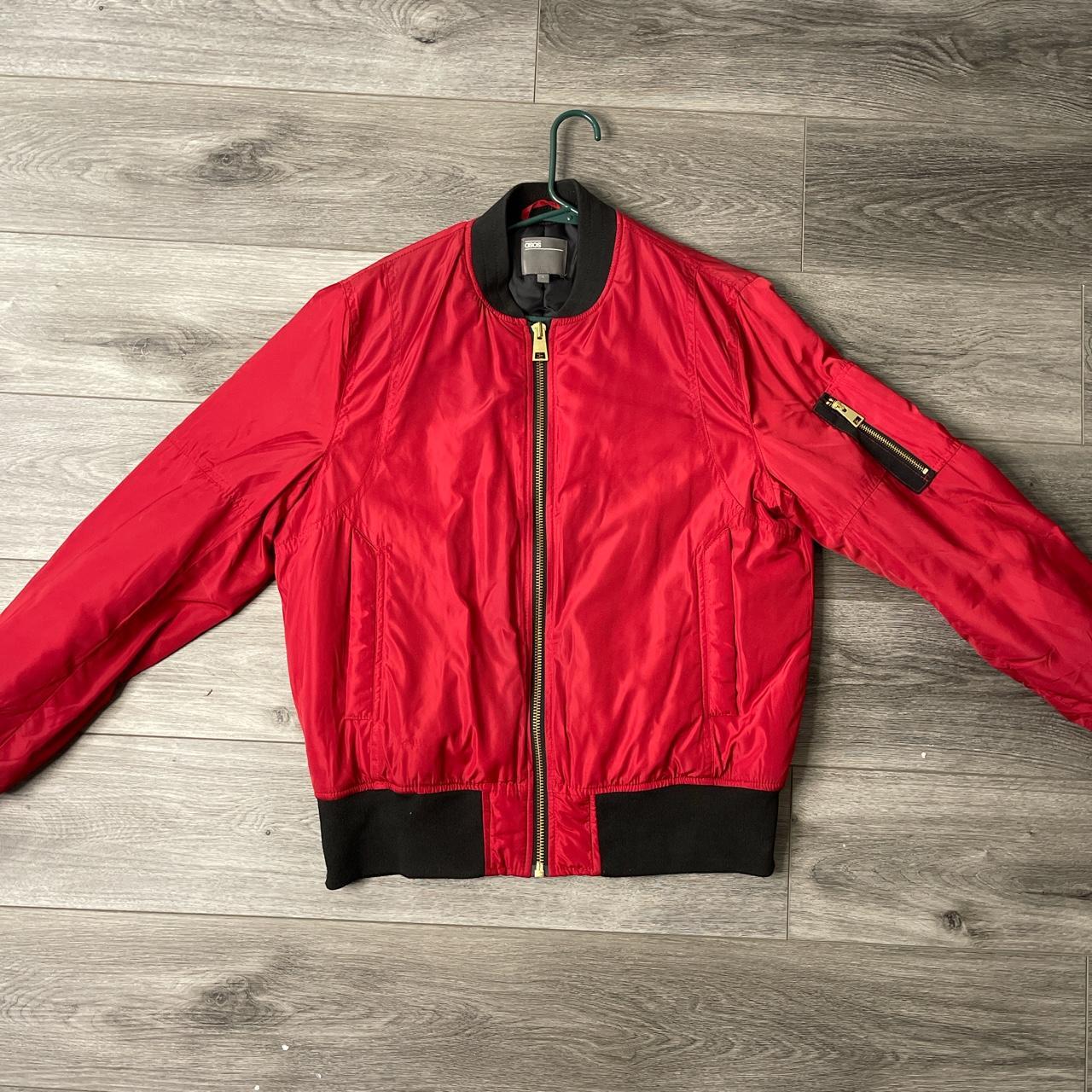 Men's ASOS bomber jacket in red and black with Depop