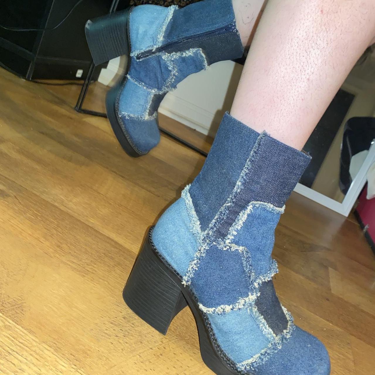 Denim sale patchwork boots