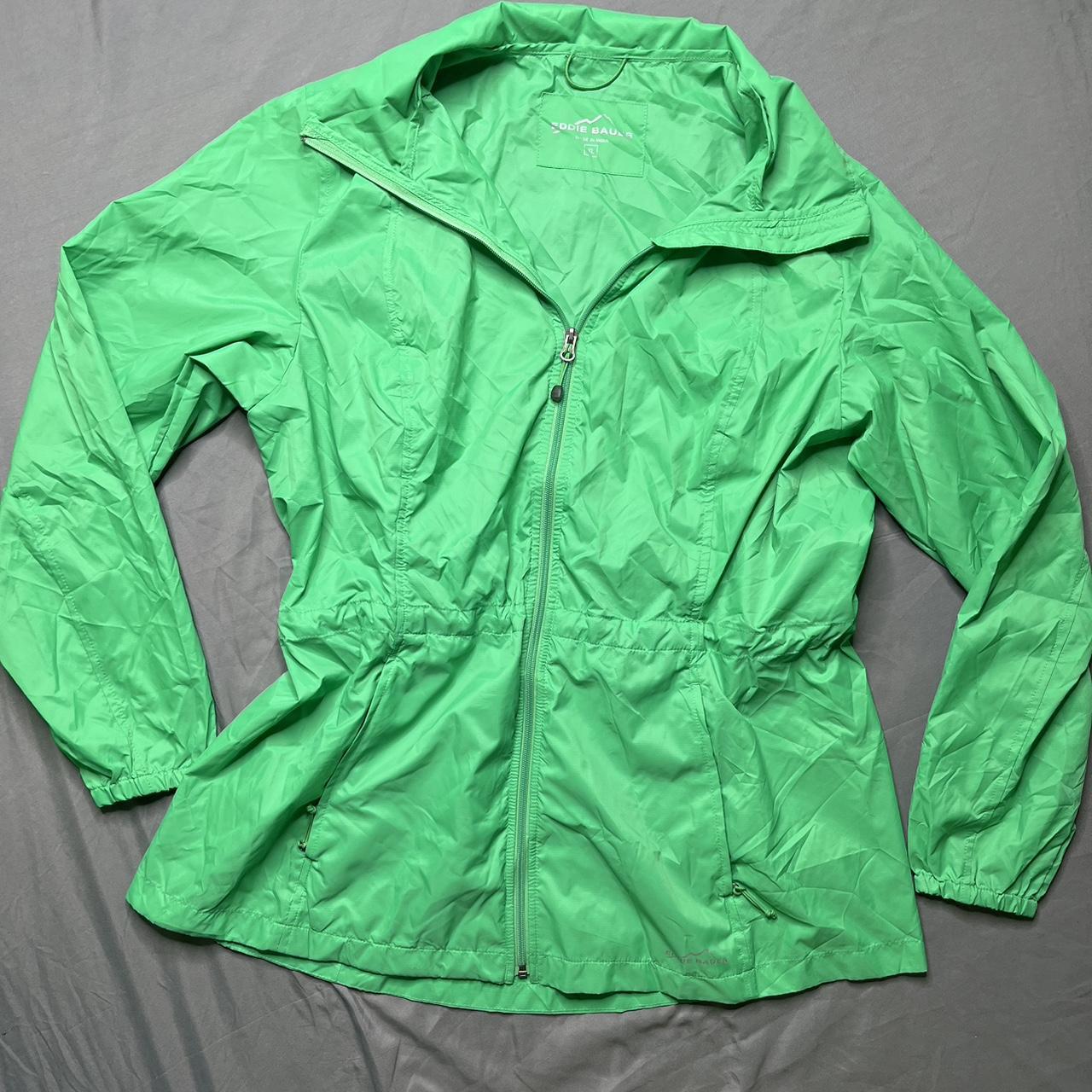 Eddie Bauer green rain jacket jacket womens... Depop