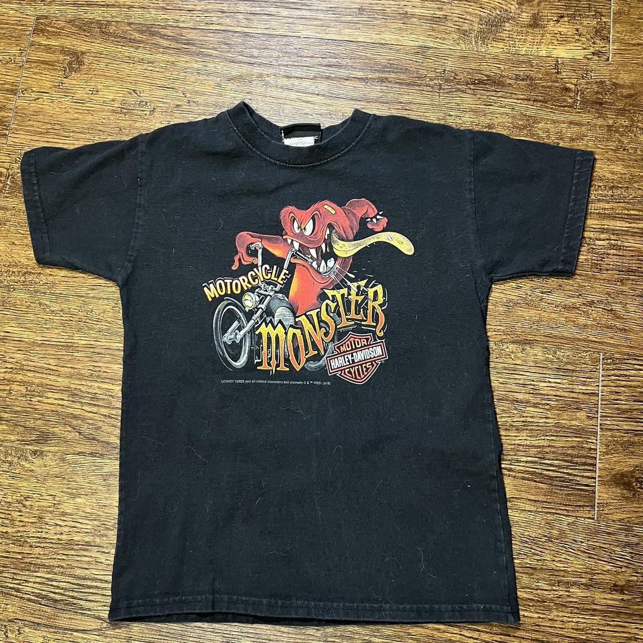 Looney tunes Harley Davidson graphic tshirt Kids... - Depop