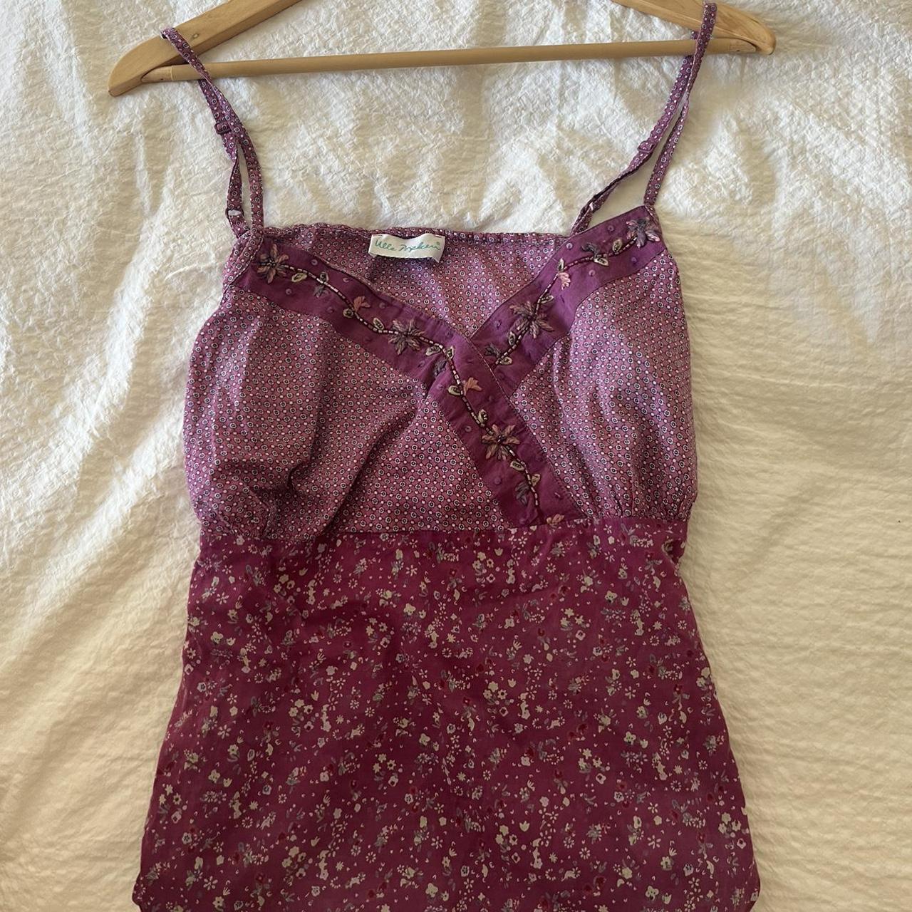 stunning purple floral cami top. Sadly too big for... - Depop