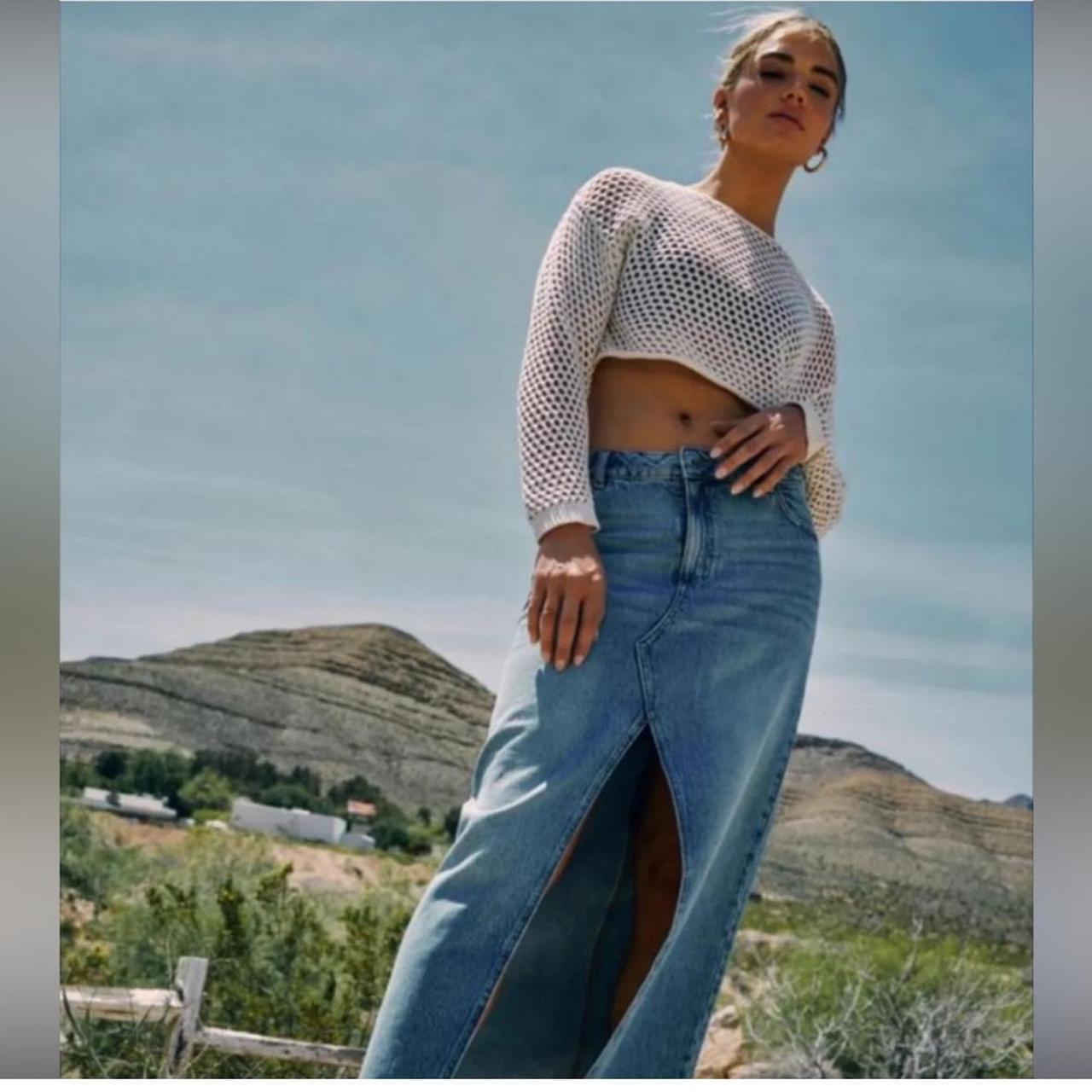 Zara Women's Skirt Blue M – Zara Denim Maxi Skirt Size Medium