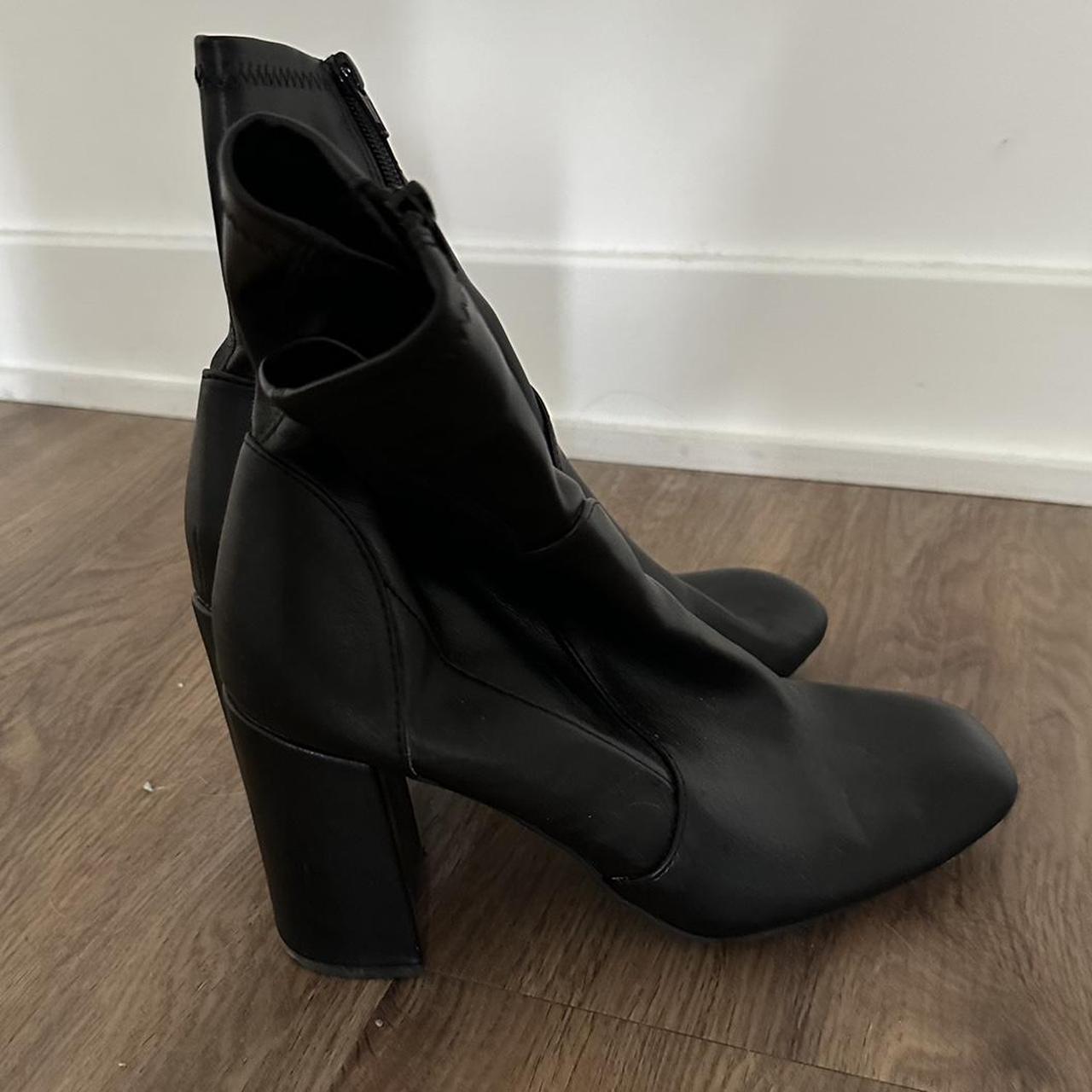 faux leather booties black
