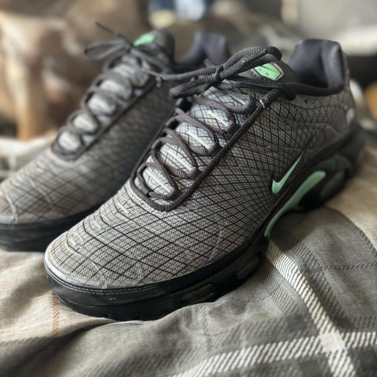Nike Air Max Plus TN black and green trainers, Depop