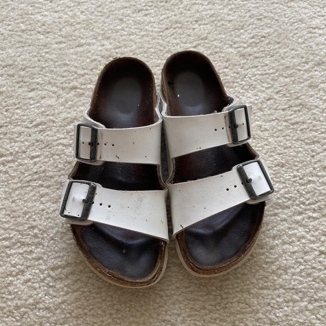 white birkenstocks one strap