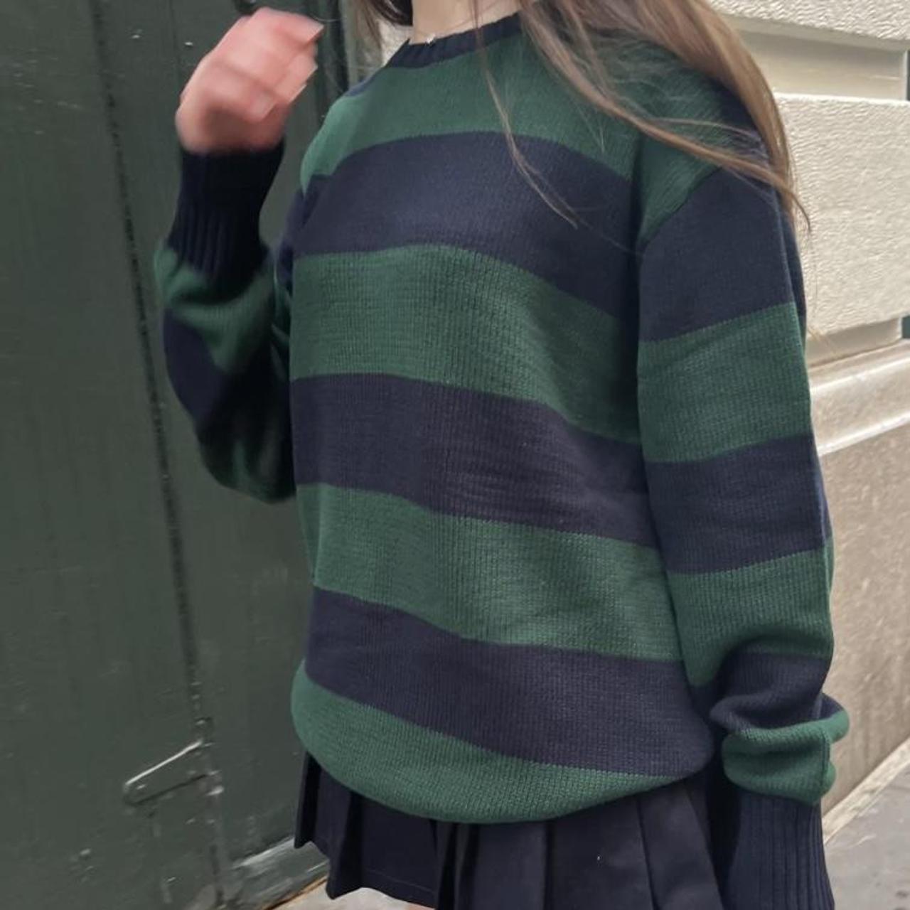 Brandy Melville Women's Green and Blue Jumper Depop