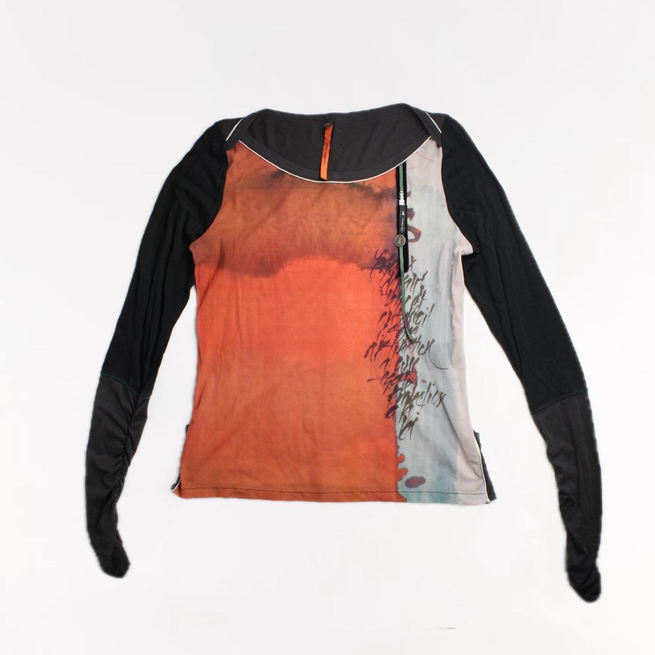 cop. copine 長袖Tシャツ Vintage Cop Copine Orange and black mesh long sleeve | Depop