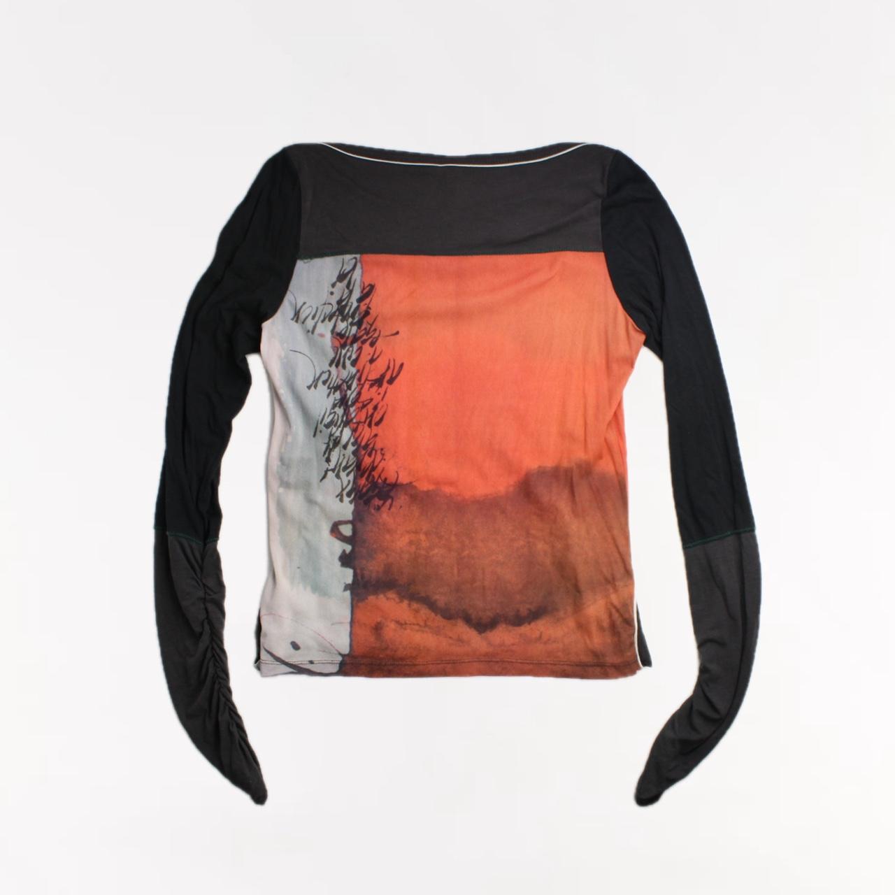 Vintage Cop Copine Orange and black mesh long sleeve | Depop