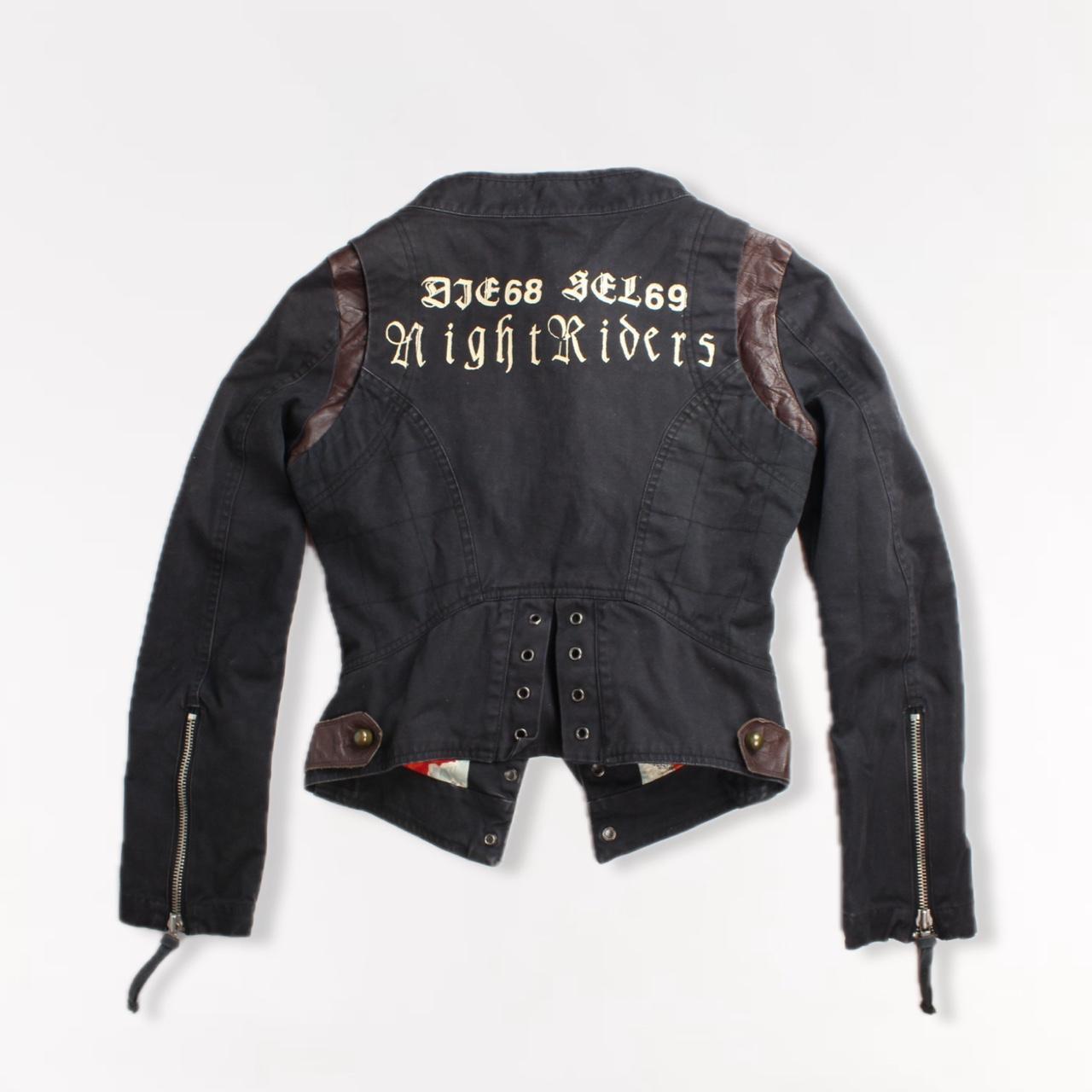 Vintage Diesel black denim jacket Military zip up | Depop