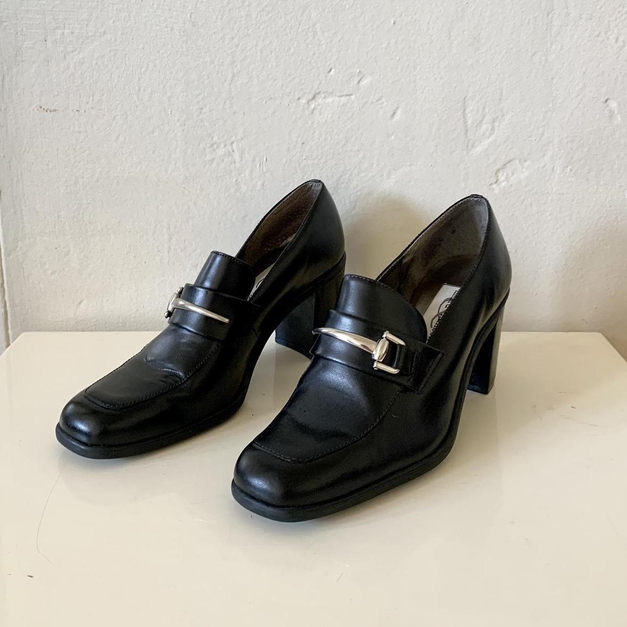 Hillard & Hanson 90’s loafer heels / leather upper /... - Depop