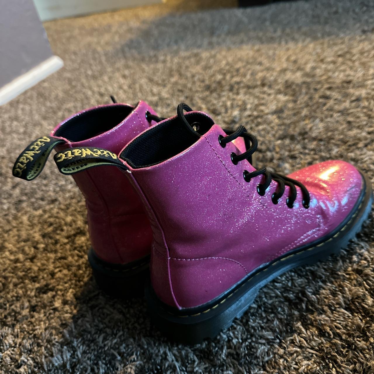 hot pink glitter doc martens size 6w great... - Depop