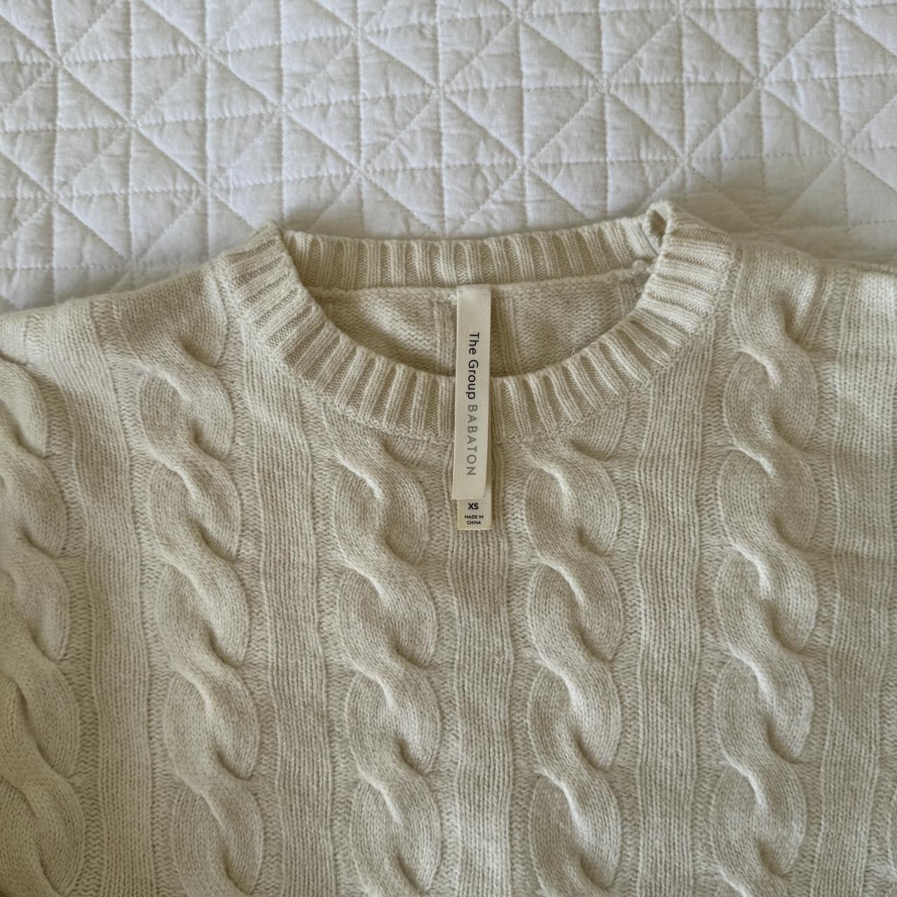 (30) Aritzia The Group Babaton White Cable Knot... - Depop