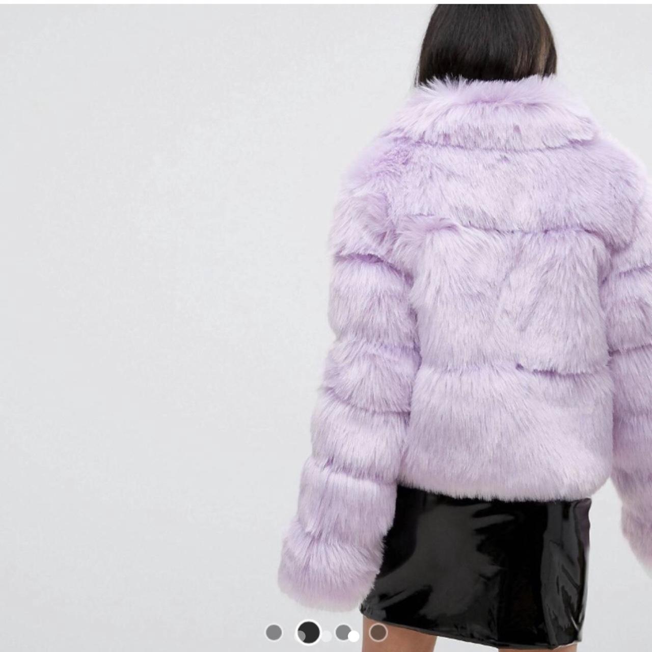 Stunning Missguided crop lilac faux fur coat Never. Depop