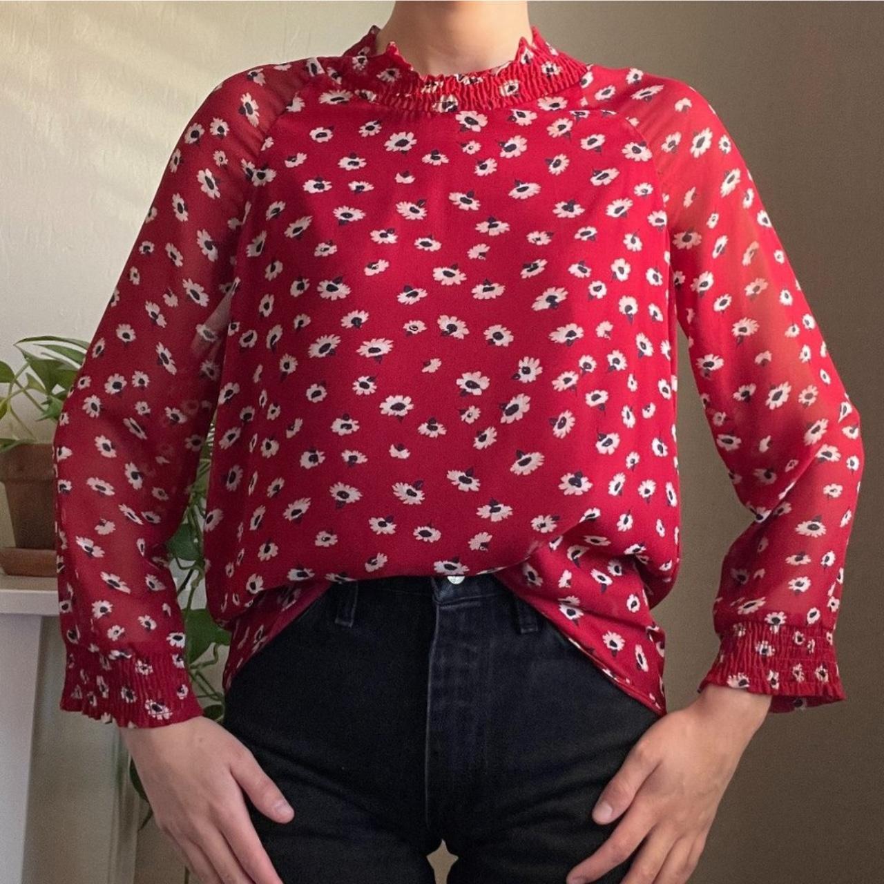 madewell red blouse