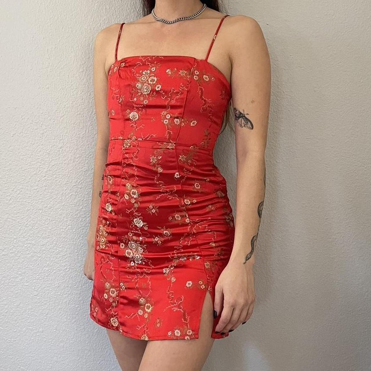 Princess Polly Women's Bodycon Dress Red – Red qi-pao style