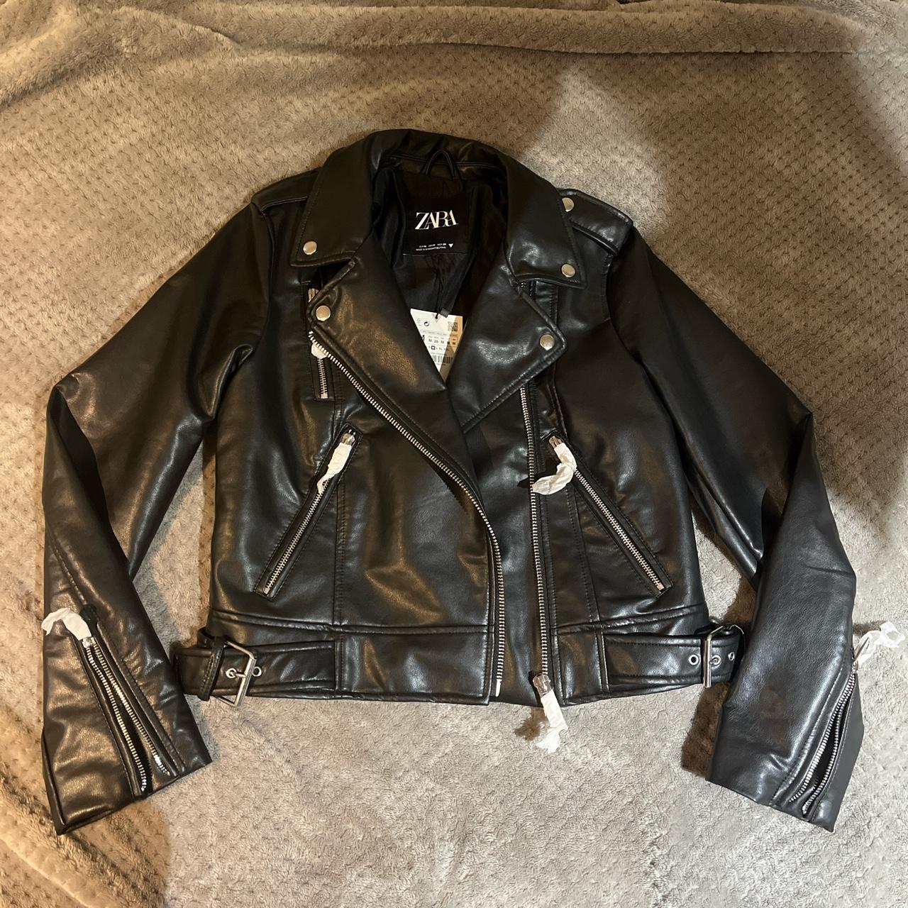 Zara Faux Leather Black Jacket size Medium/ brand... - Depop