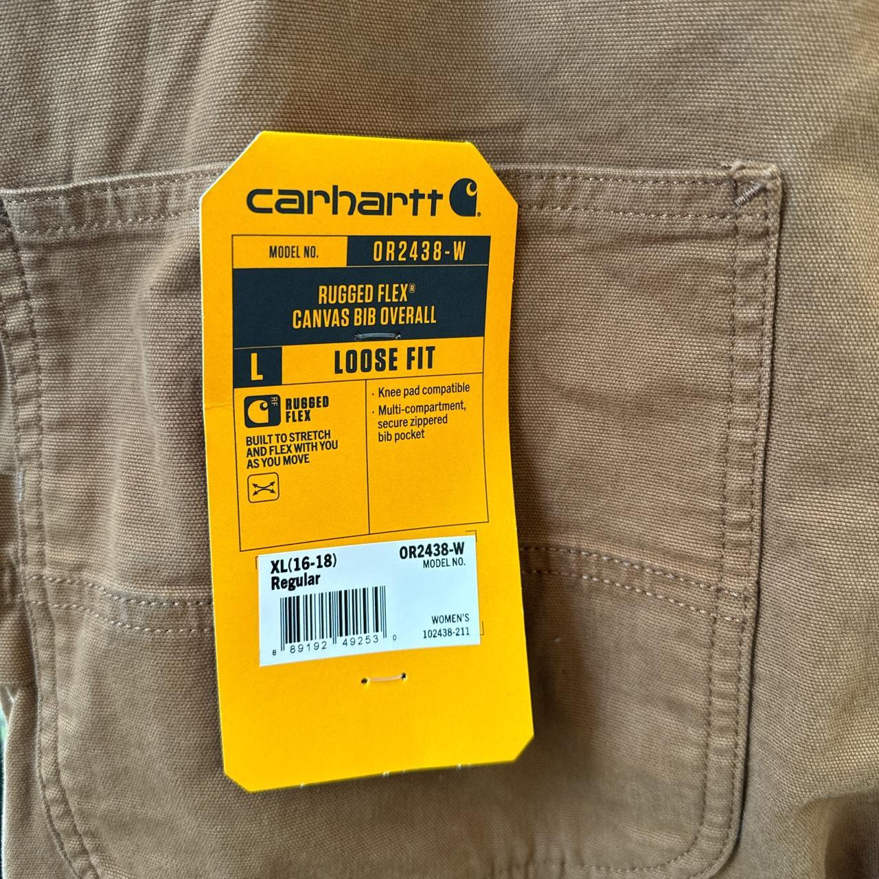 CARHARTT WOMEN'S RUGGED FLEX® LOOSE FIT CANVAS BIB - Depop