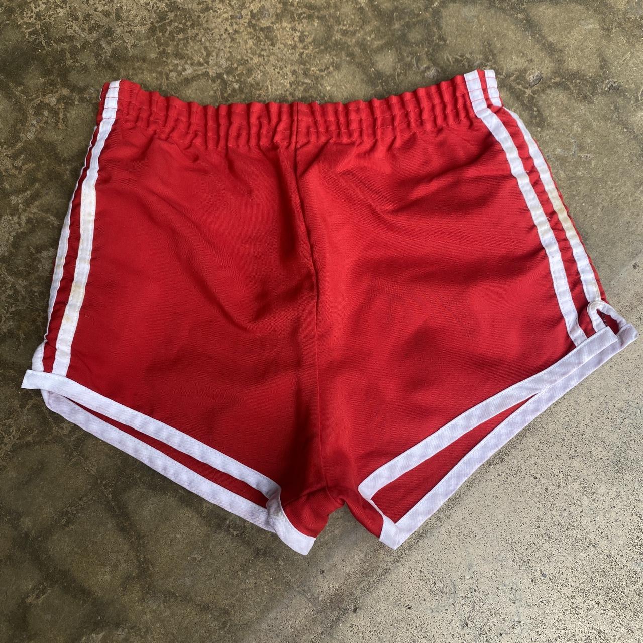 70s track shorts Vintage Mini running shorts red. Depop