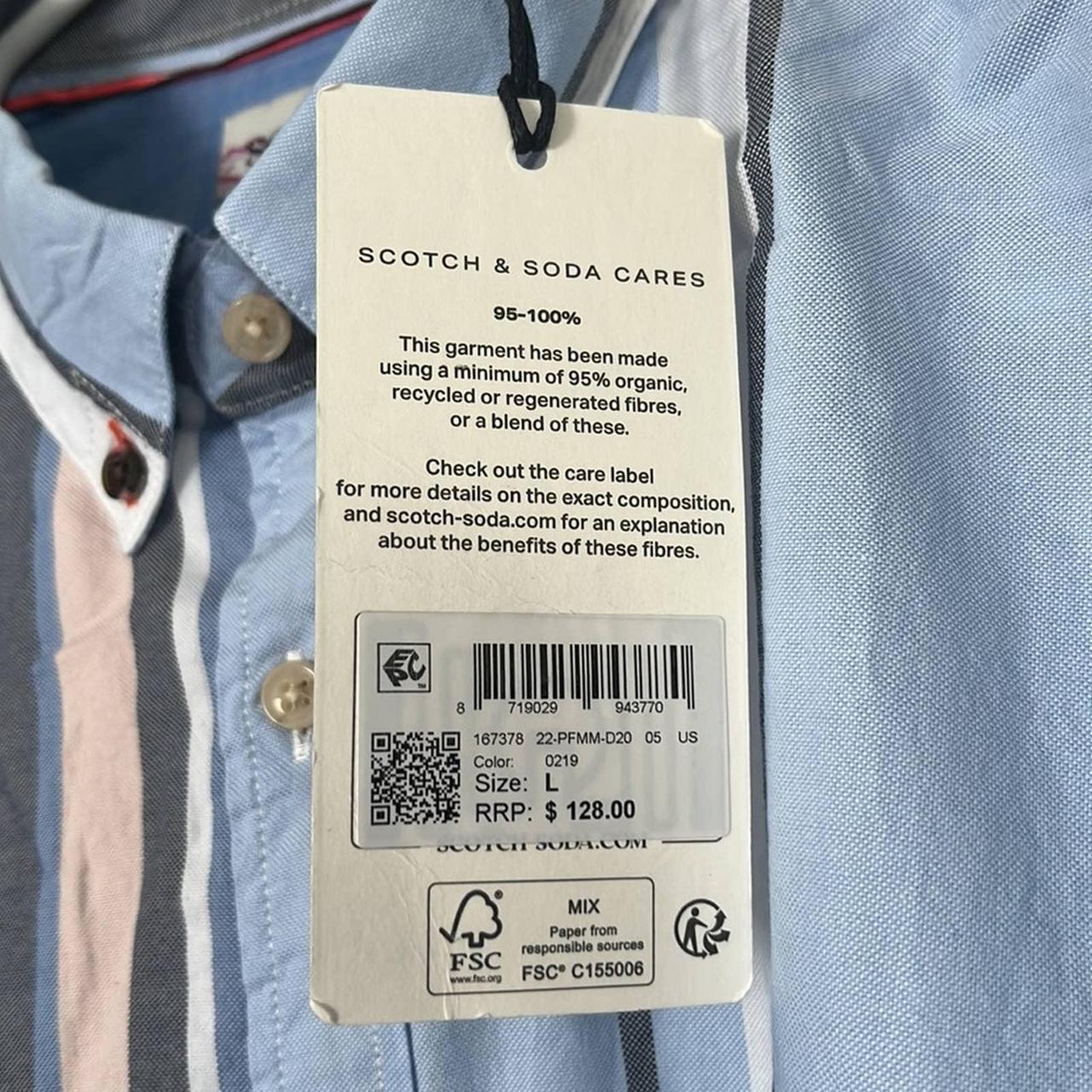 Scotch & Soda Men's Regular-fit striped organic... - Depop