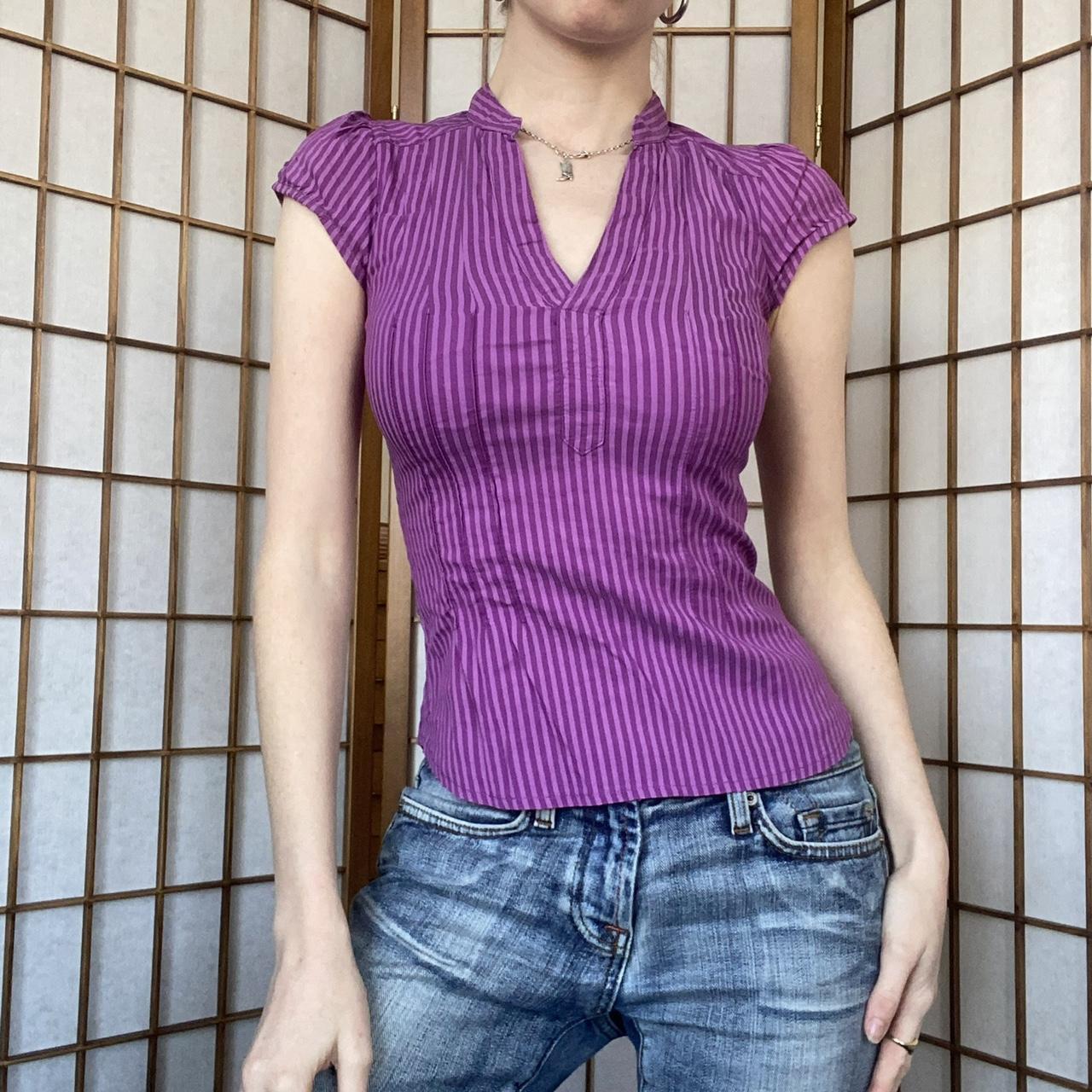 Insane S Pinstripe Corset Shirt Beaut Purple And Depop