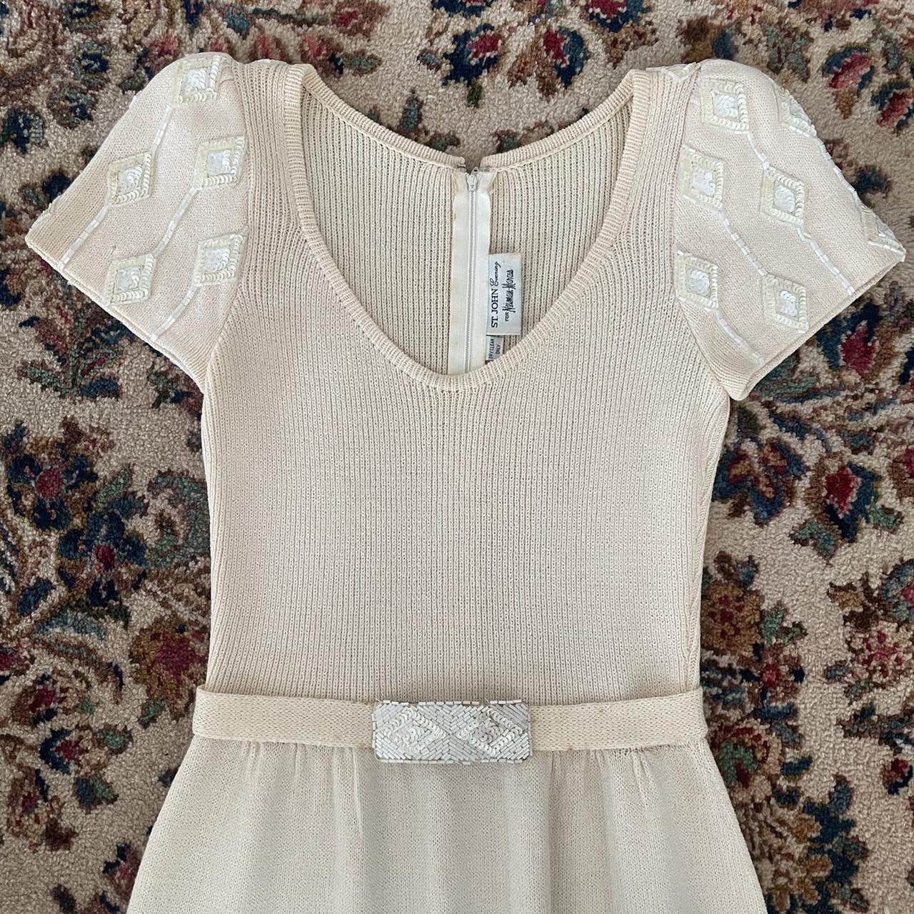 St. John Women's Cream Dress | Depop